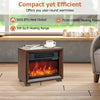 Mini wooden tabletop fireplace with realistic flame effect, 2550 BTU heat output, perfect for cozy spaces up to 200 sq.