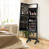 Mirror Jewelry Cabinet with 20 Warm Lights and 4 Tilt Angles-Black - Gallery View 1 of 10
