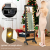 Full-length mirror jewelry cabinet in black with 20 warm lights and 4 tilt angles, perfect for outfit viewing and.