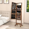 Mirror Jewelry Cabinet with 20 Warm Lights and 4 Tilt Angles-Rustic Brown - Gallery View 1 of 10