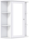 Mirrored bathroom medicine cabinet in white offers a modern design with detachable inner shelf for customizable storage options.