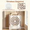 Mirrored shoe cabinet with hollow-carved doors, spacious 4-tier design, and large drawer for stylish shoe storage.