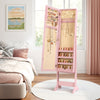 Mirrored Standing Jewelry Cabinet Storage Box-Pink - Gallery View 1 of 10