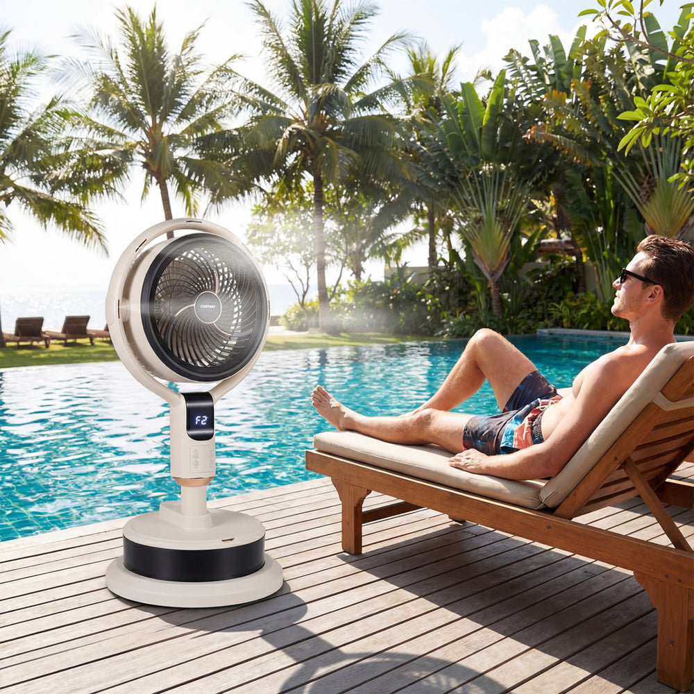 Misting Pedestal Fan Air Circulator with 90° Auto Oscillation Floor Standing Fan with 8 Speeds - Gallery View 2 of 11
