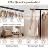 Mobile garment rack with extendable rods, heavy-duty metal frame, and wheels for easy organization in any room.