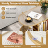 2-tier mobile coffee table with bear pattern, sturdy tempered glass top, and easy-to-clean surface for versatile use.