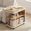 Mobile Night Stand with Foldable Swivel Top and 2-Tier Shelf for Small Spaces-Natural - Gallery View 1 of 11