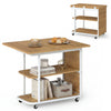 Mobile night stand with foldable swivel top, natural wood finish, and 2-tier shelf for small spaces and easy mobility.