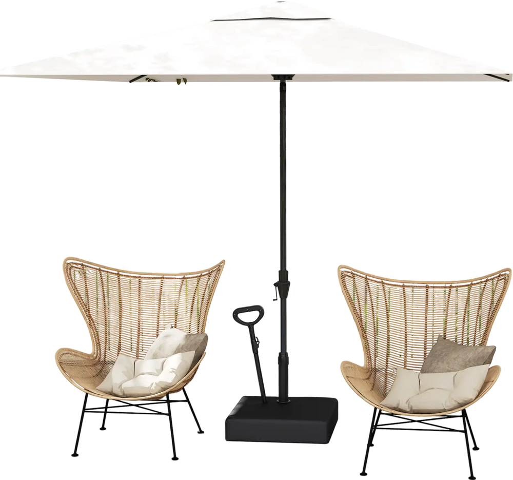 Mobile Patio Umbrella Base Water Sand Fillable Market Table Umbrella Stand with 3 Wheels-Black丨Costway