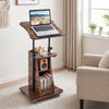 Mobile Podium Stand Height Adjustable Laptop Cart with Tilting Tabletop and Storage Compartments-Rustic Brown - Gallery View 1 of 10