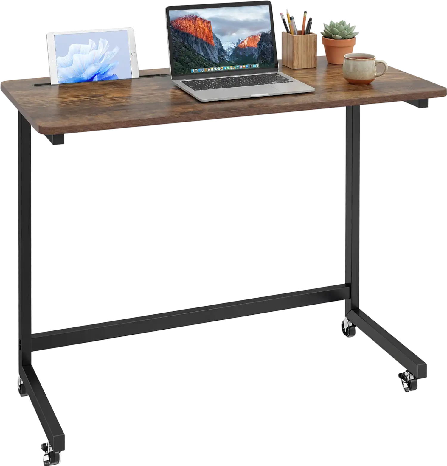 Costway Mobile Rolling Laptop Desk Side Table Cart w/ Tablet Slot 77391228 New