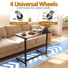 Mobile side table rolling laptop desk cart in rustic brown with 4 wheels, featuring a tablet slot for convenient use.