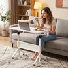 Mobile Standing Desk Height Adjustable Rolling Laptop Desk with Cup Holder Storage Basket-White - Gallery View 1 of 10
