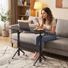 Mobile Standing Desk Height Adjustable Rolling Laptop Desk with Cup Holder Storage Basket-Black - Gallery View 1 of 10