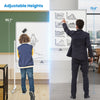 Mobile double-sided magnetic whiteboard with adjustable heights, ideal for teaching and presentations in various.