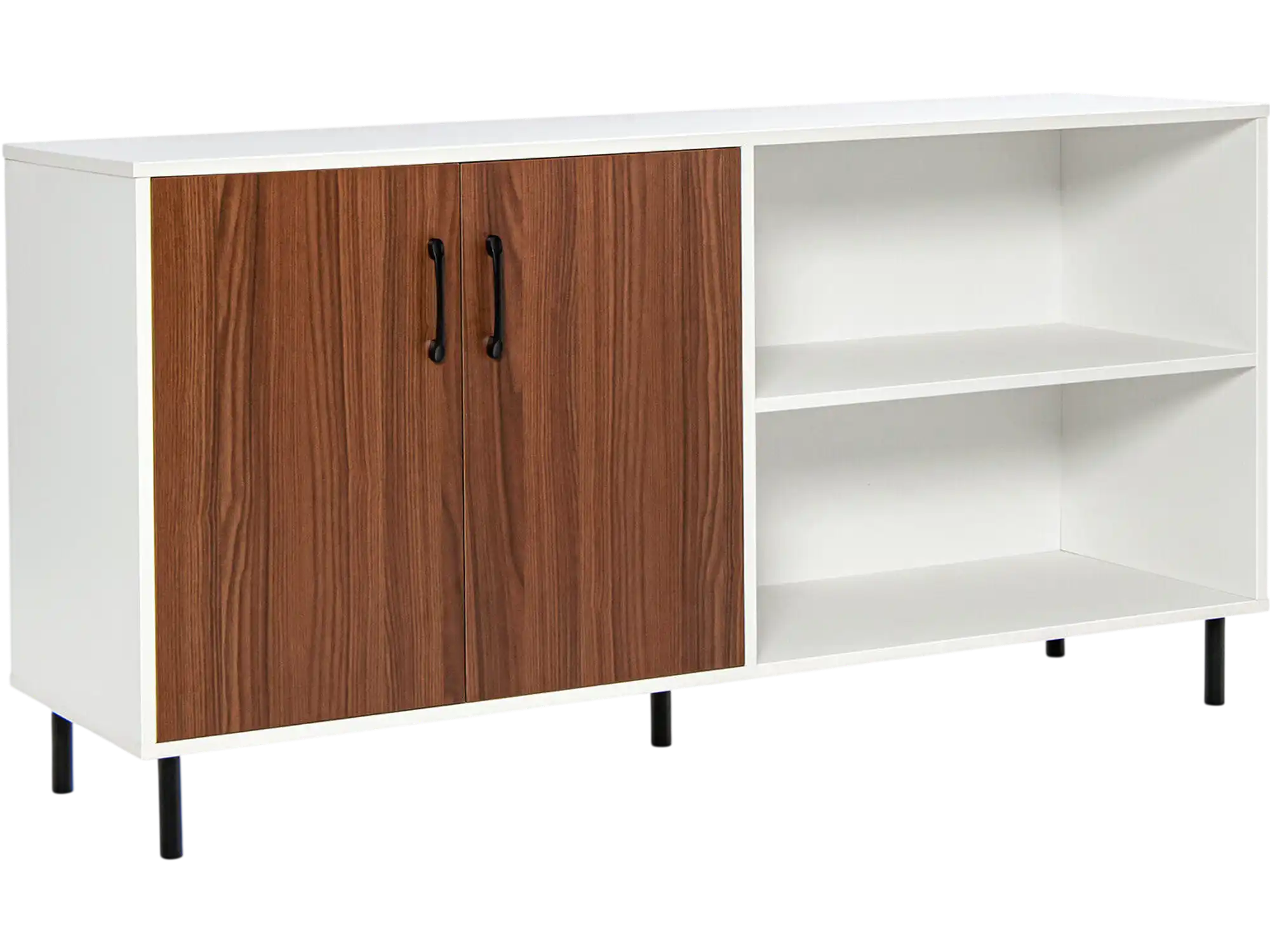 Costway Modern Buffet Sideboard Cabinet 2 Doors Open Compartments Walnut 89267415 New