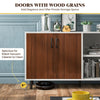 Modern buffet sideboard with walnut doors, spacious storage, and high metal legs for easy cleaning underneath.