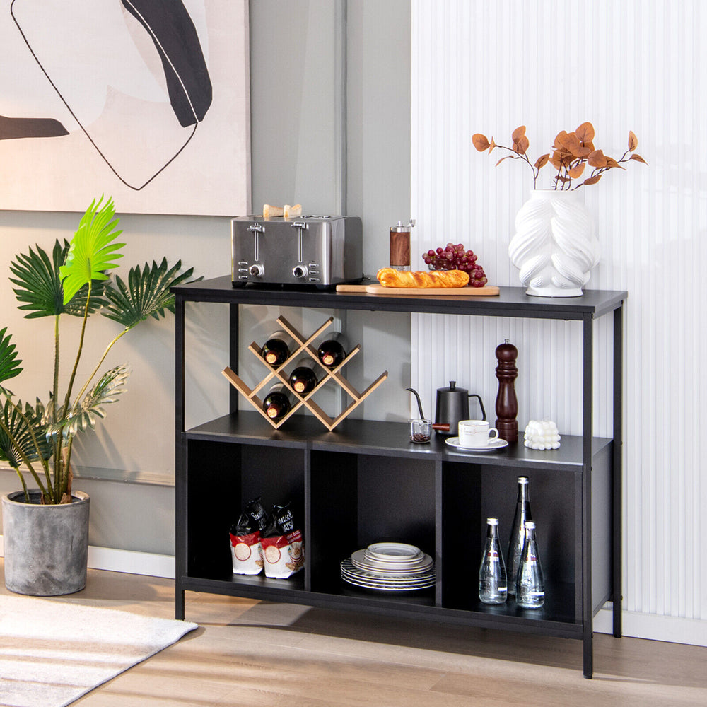 Modern Kitchen Buffet Sideboard with 3 Compartments-Black - Gallery View 1 of 11