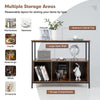 Modern kitchen buffet sideboard in rustic brown with three open compartments for organized storage in any room.