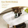 Modern 2-tier coffee table with a white faux marble top, featuring a sturdy metal frame and elegant design for.