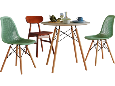 Costway 3-Piece Modern Round Dining Table Set w/ 2 Hollow Plastic Chairs 91958068 New