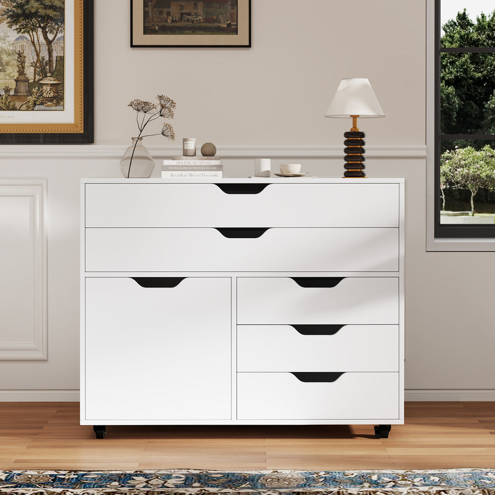 Costway 5-Drawer Mobile Chest Modern Cabinet with Casters New