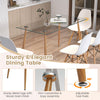 Costway Rectangle Dining Table Set 5 Pieces with 51" Glass Tabletop New