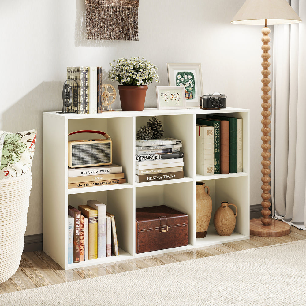 Modern 6-Cube Bookcase with Anti-tipping Kits for Bedroom Living Room-White - Gallery View 1 of 10