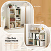Modern 6-cube bookcase in white, shown in vertical and horizontal placements, ideal for bedroom and living room.