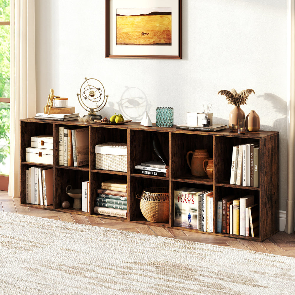 Modern 6-Cube Bookcase with Anti-tipping Kits for Bedroom Living Room-Rustic Brown - Gallery View 1 of 10