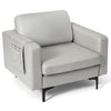 Modern Accent Armchair with Side Storage Pocket-Light Gray - Gallery View 1 of 9