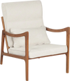 Modern accent chair with solid rubber wood frame, faux leather upholstery, and removable cushions for versatile comfort.