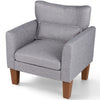 Modern gray accent chair with removable cushion and pillow, featuring ergonomic design and sturdy legs for living room comfort.