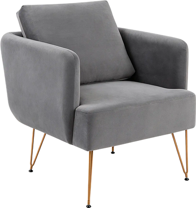 Costway Modern Accent Chair w/ Back Cushion Golden Metal Legs 79728222 New