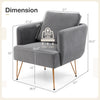 Modern gray accent chair with golden metal legs, thick back cushion, and ergonomic design for comfortable seating.