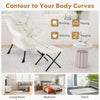 Beige modern accent chair with folding footrest, ergonomic design, and soft head pillow for ultimate comfort in any.