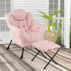 Modern Accent Chair with Folding Footrest and Head Pillow-Pink - Gallery View 1 of 10