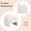 Beige modern accent chair with ergonomic armrests, waist pillow, and sturdy wooden frame, ideal for living room comfort.