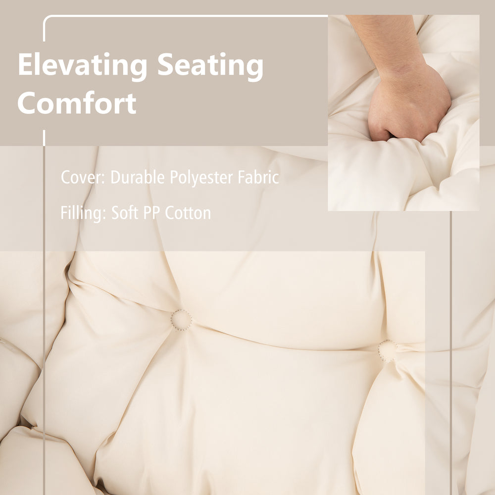 Close-up of the beige cushion on the Modern Accent Sofa Chair, featuring durable polyester fabric and soft PP cotton.