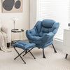 Modern Accent Sofa Chair with Folding Footrest and Side Pocket-Navy - Gallery View 1 of 10
