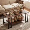 Rustic brown modern accent table with open storage shelf, featuring a sleek design and ample space for living room.