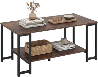 Costway Modern 2-Tier Coffee Table with Open Storage Shelf 54979826 New