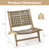 Modern armless teak wood lounge chair dimensions with nylon woven seat and backrest, supports up to 240 lbs.