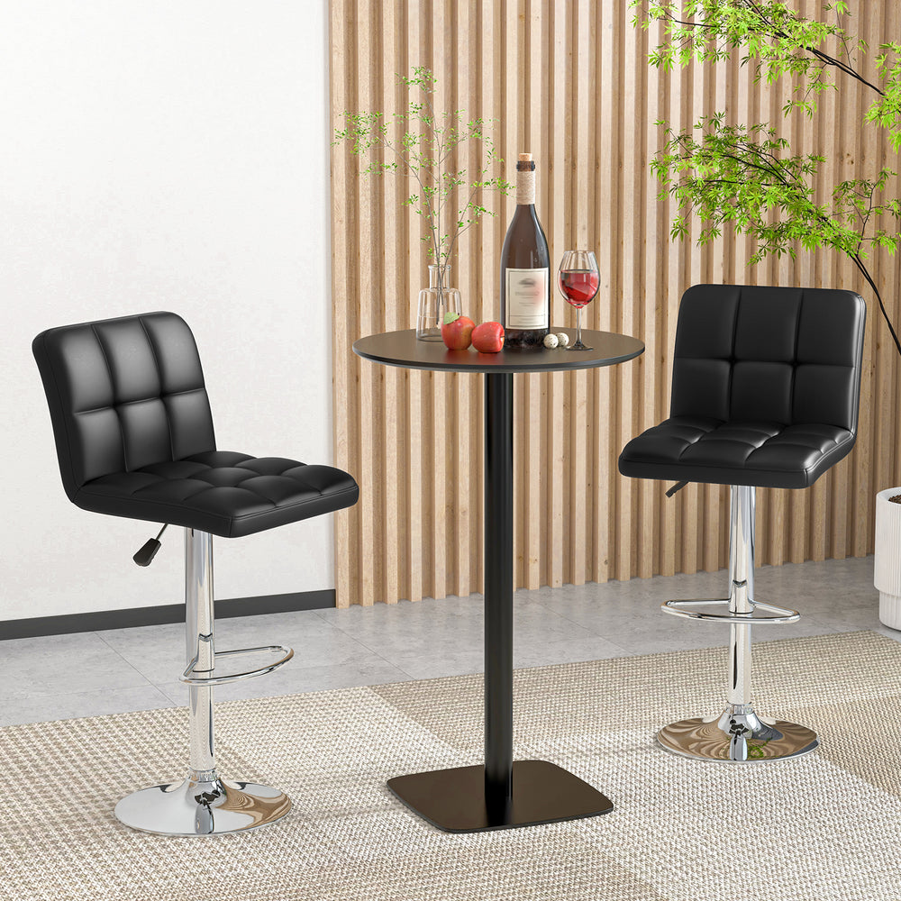 Modern Bat Stools Set of 2 with Back and Heavy-duty Metal Base and Footrest-Black - Gallery View 1 of 9