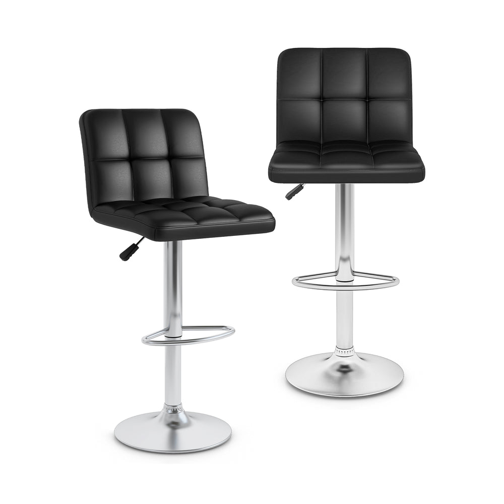 Modern black bar stools set of 2 with backrest, adjustable height, and sturdy metal base for versatile seating.