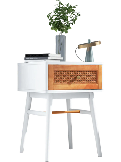 Costway Modern 1-Drawer Bedside Side Table White 79516328 New