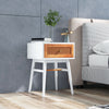 1-Drawer Modern Bedside Table with Solid Wood Legs-White - Gallery View 1 of 9