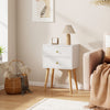 Mid Century Modern 2 Drawers Nightstand in Natural-White - Gallery View 1 of 9