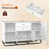 Modern buffet sideboard cabinet in white with 2 drawers, adjustable shelves, and geometric design for versatile storage.