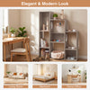 Modern cat bookshelf in gray oak with 8 sections and round holes, perfect for climbing and storage in any room.